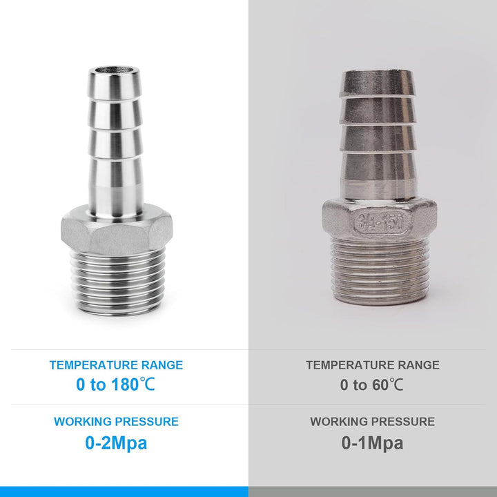 ERGAOBOY 10 Stück 304 Edelstahl 6 MM OD Barb auf 1/2" BSP männlich Schlauch Barb, Kompression Fittin
