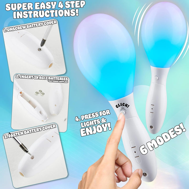 KreativeKraft leuchtende Maracas, LED Sensorik Spielzeug für Kinder oder Festival & Party Zubehör