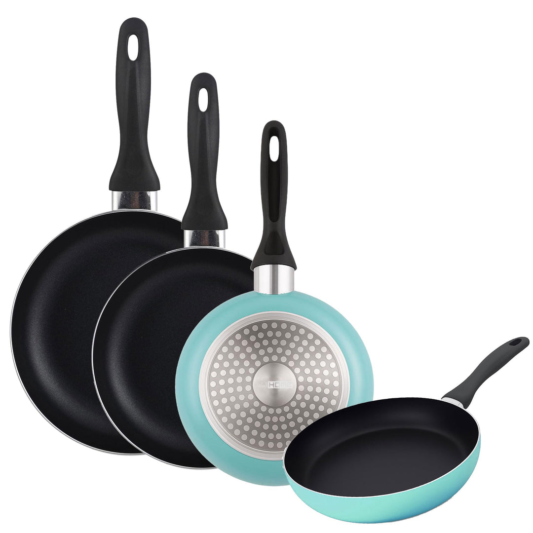Pfannenset Ø16 Ø 20 Ø24 und Ø28 cm Induktion, antihaftbeschichtet, aus gepresstem Aluminium, in Himm