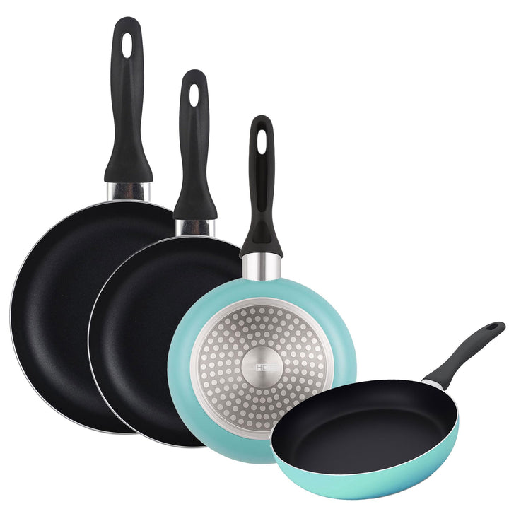 Pfannenset Ø16 Ø 20 Ø24 und Ø28 cm Induktion, antihaftbeschichtet, aus gepresstem Aluminium, in Himm