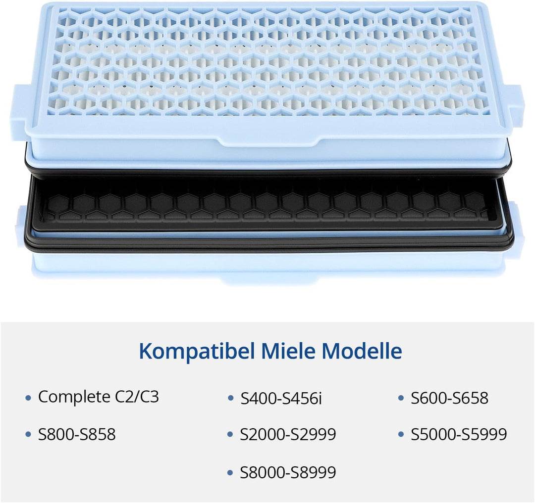 QWORK® Zubehörset Filter Kompatibel mit Miele Staubsauger Serien: Complete C2/C3, S400/600/800/2000/