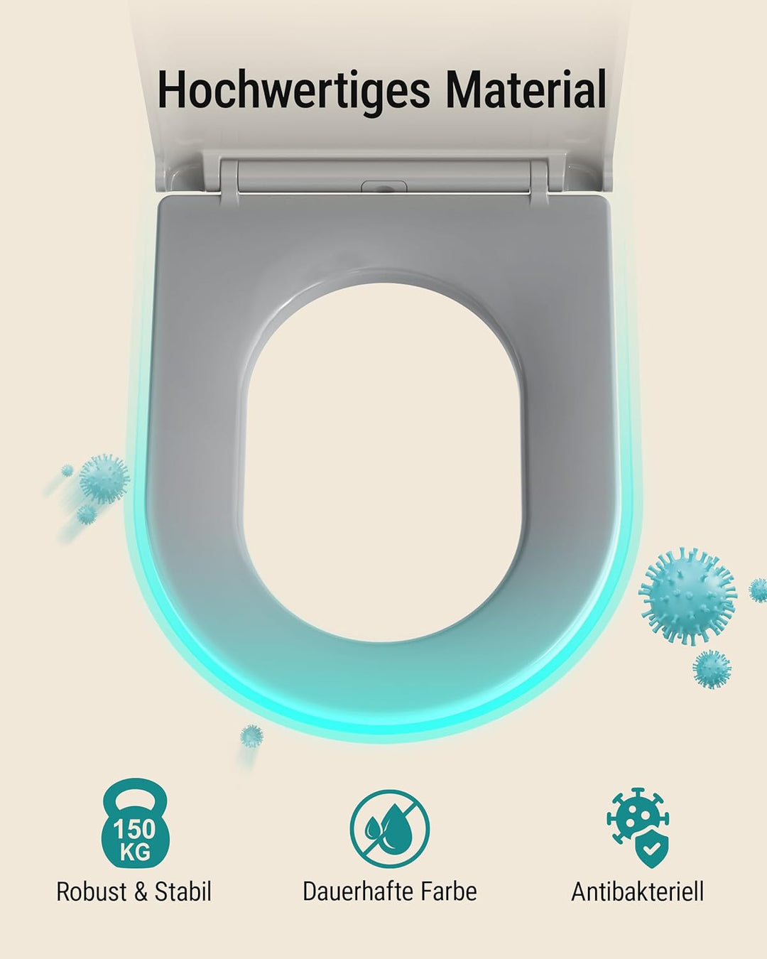 HySail Hochwertiger Toilettendeckel mit Absenkautomatik, Schnellverschluss und Hygienischer Oberfläc