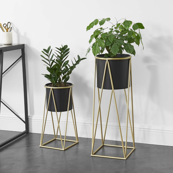 [en.casa] Pflanzständer im 2er Set Blumenständer aus Metall Blumentopf Ständer mit Übertopf Blumento