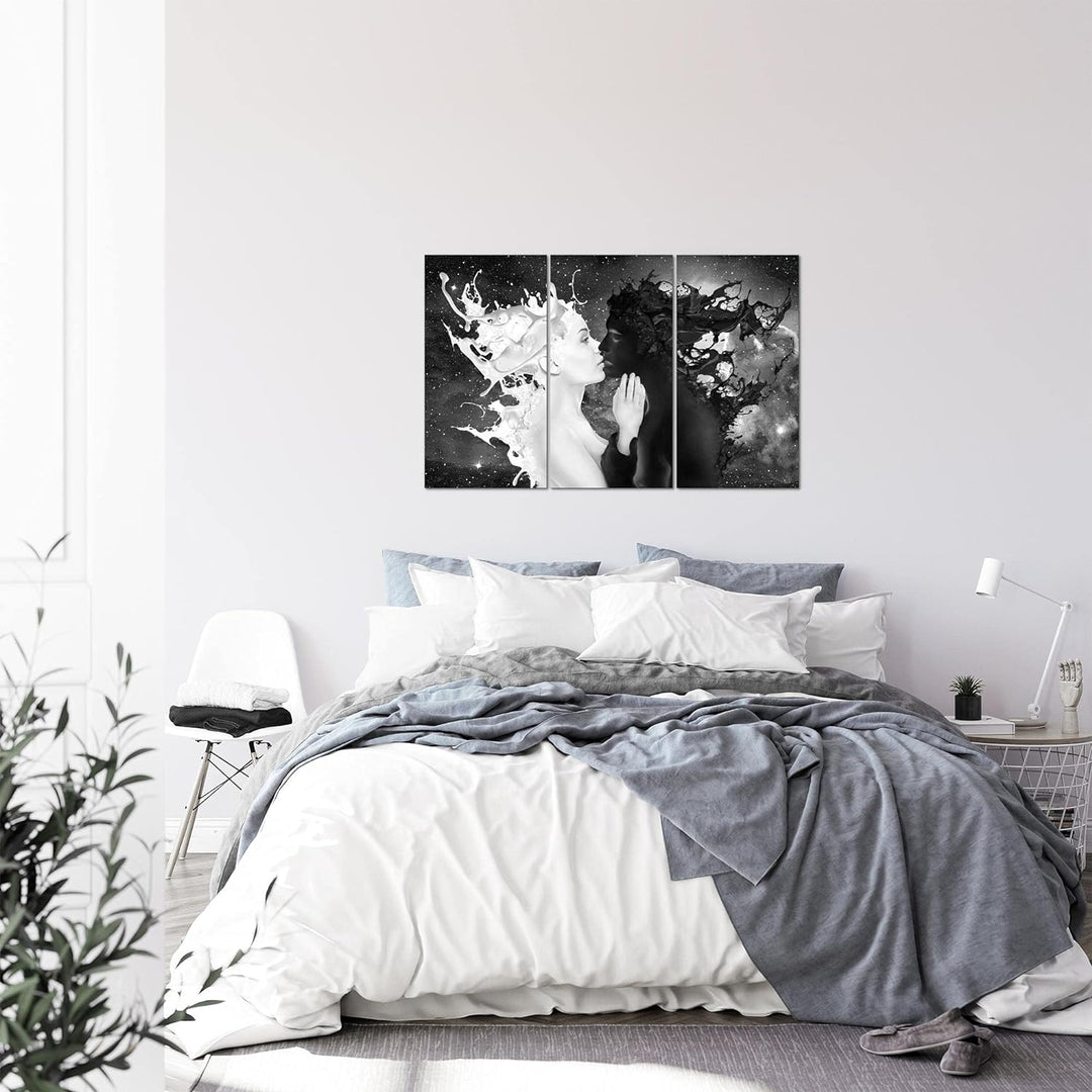 Runa Art Wandbilder Milk und Coffee Bild XXL Wohnzimmer Schlafzimmer Schwarz Weiss Abstrakt 120 x 80