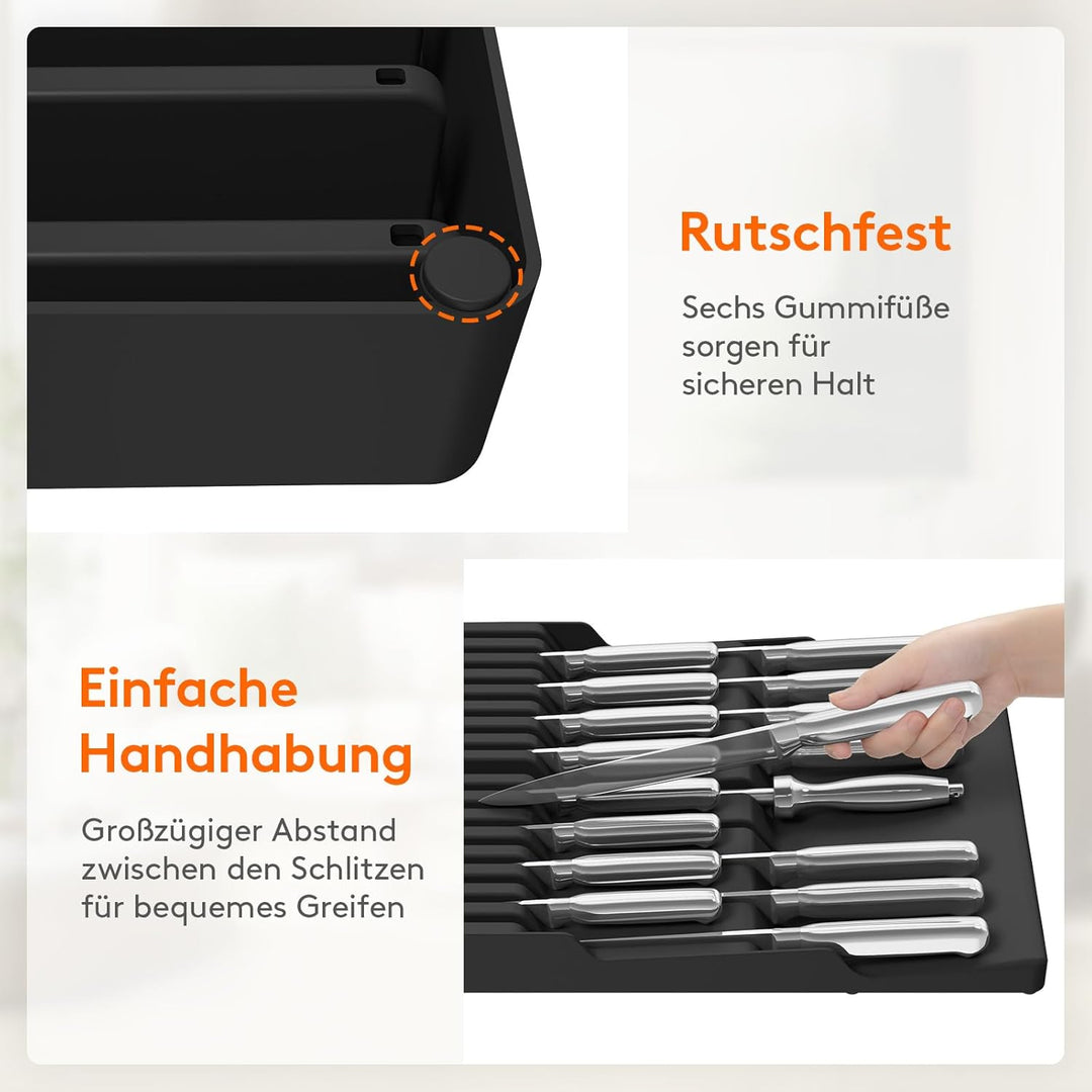 Lifewit Magnetischer Messerhalter Schublade für 16 Messer, 29,5 x 42 x 5 cm Messer Organizer mit Rut