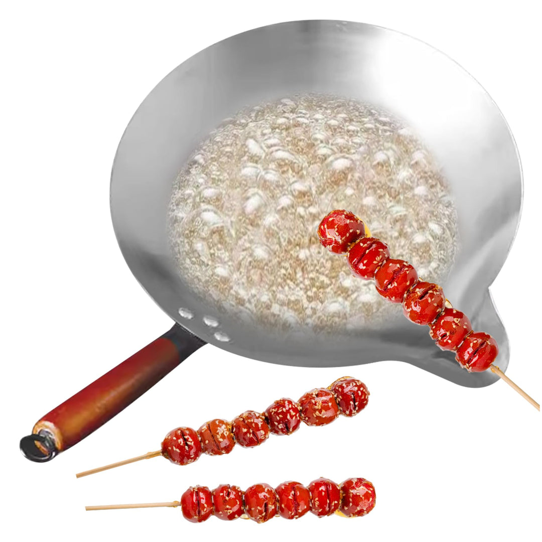 Candy Melting Pot Candy Melter mit V-Ausguss Gusseisen-Wok mit hitzebeständigem Griff Edelstahl Tang