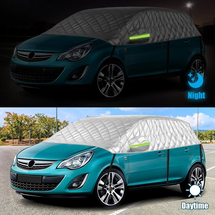 Halbgarage für Opel Corsa 2006-2025, Halbe Autoabdeckung Winter Sommer, Abdeckplane Auto Schutz vor