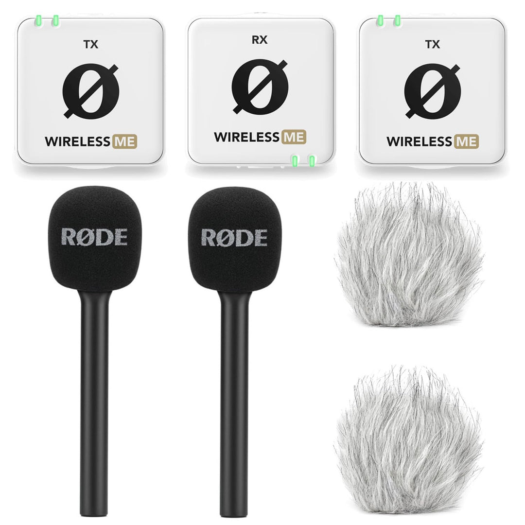 Rode Wireless ME Dual Mikrofon Funksystem Weiss + 2X Interview GO Handadapter + 2X keepdrum Fell-Win