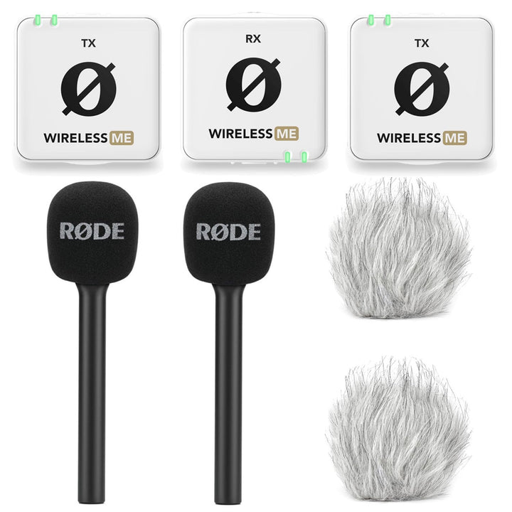 Rode Wireless ME Dual Mikrofon Funksystem Weiss + 2X Interview GO Handadapter + 2X keepdrum Fell-Win