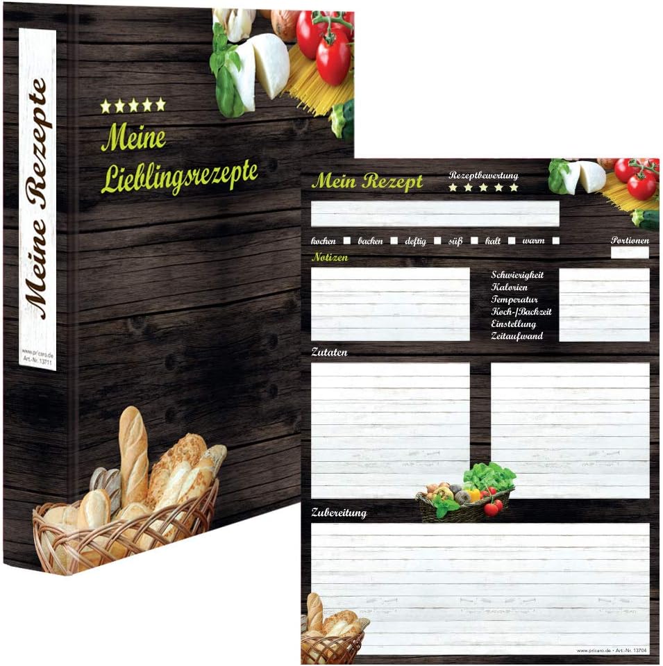 PRICARO Rezeptordner mit Rezeptblock "Mediterran", A4