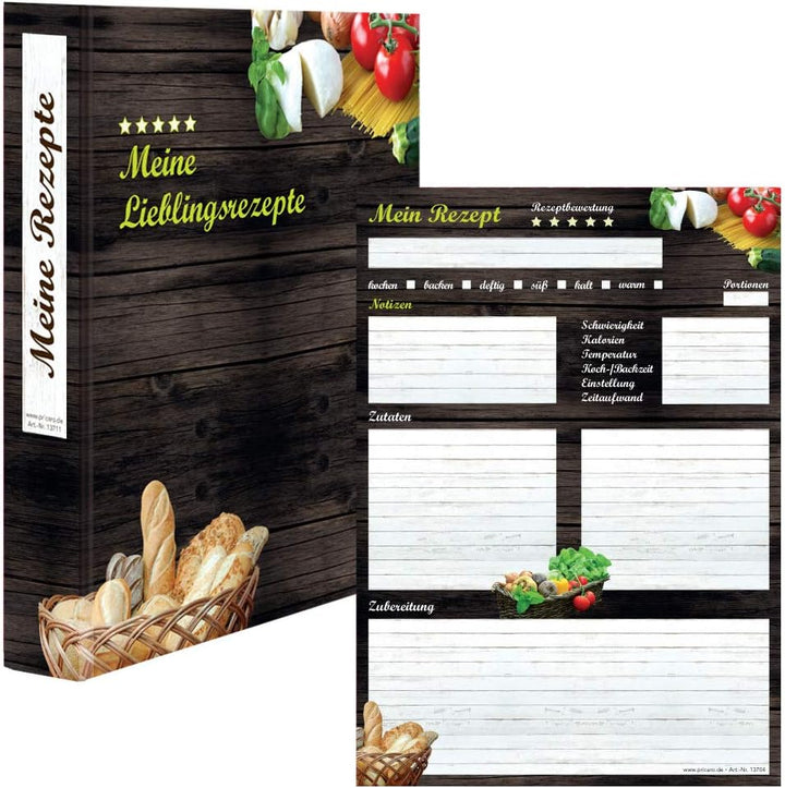 PRICARO Rezeptordner mit Rezeptblock "Mediterran", A4