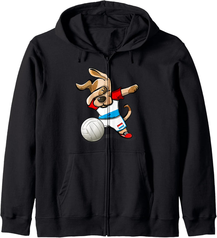 Tupfender Hund Luxemburg Volleyball Luxemburger Flagge Sport Kapuzenjacke