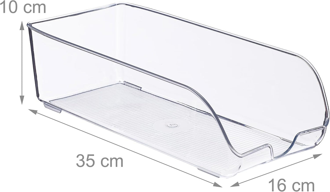 Relaxdays 5 x Kühlschrank Organizer, Lebensmittel Aufbewahrung, H x B x T: 10 x 16 x 35 cm, Kühlschr