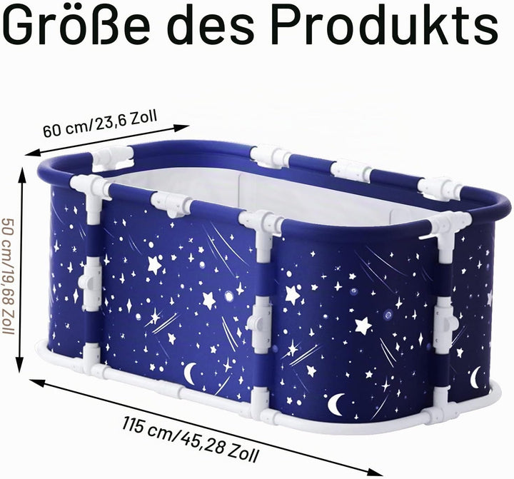 Faltbare Badewanne für Erwachsene, freistehende tragbare Badewannes mit stabilem Kunststoffrahmen, z