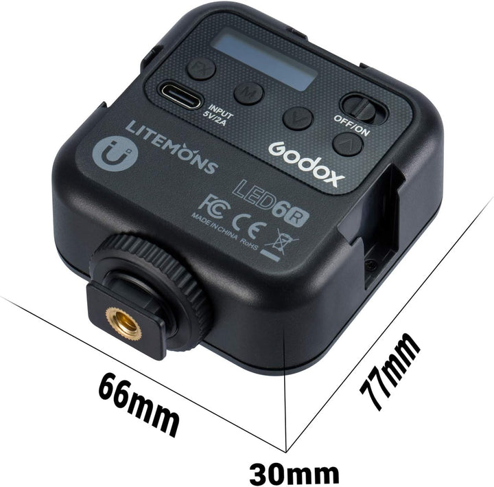 Godox LITEMONS LED6R RGB Videoleuchte, Pocket LED Licht Bicolor 3200K-6500K, CRI 95, 13 Fx Lichteffe