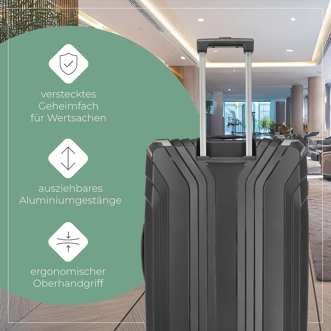 Travelite 4-Rad Hartschalen Koffer gross mit recyceltem Innenfutter, Gepäck Serie ELVAA: Stylischer