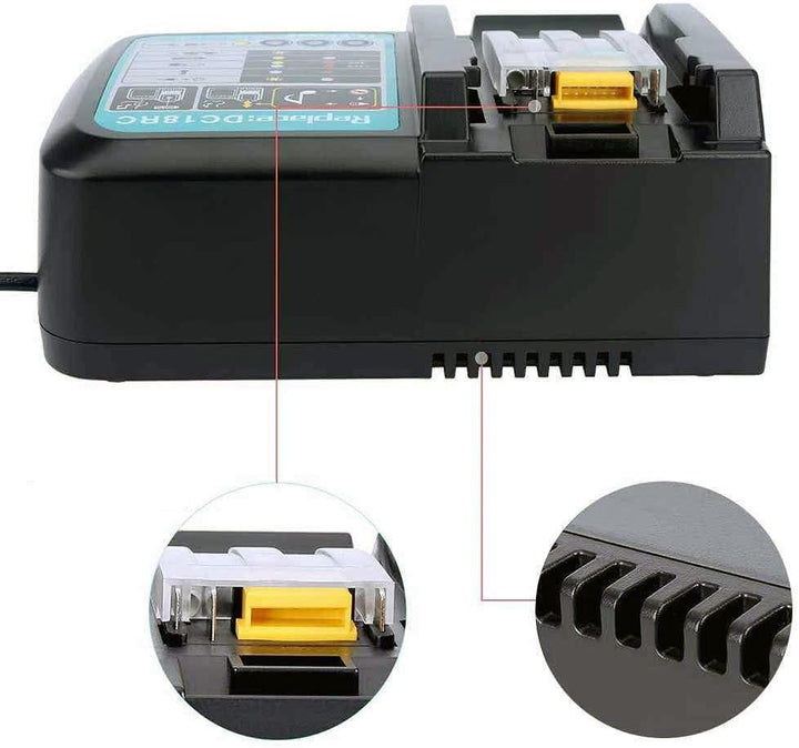 BL1850B Akku (2Stück) 18V 5,0 Ah mit Ladegerät DC18RC Ersetzen für Makita Akku BL1850B BL1850 BL1840