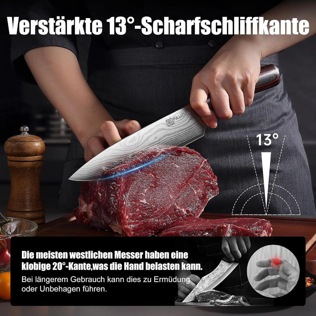 PAUDIN Kochmesser, Klingenlänge 20cm Profi Küchenmesser Messer Chefmesser Allzweckmesser aus hochwer