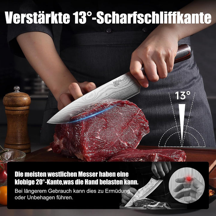 PAUDIN Kochmesser, Klingenlänge 20cm Profi Küchenmesser Messer Chefmesser Allzweckmesser aus hochwer