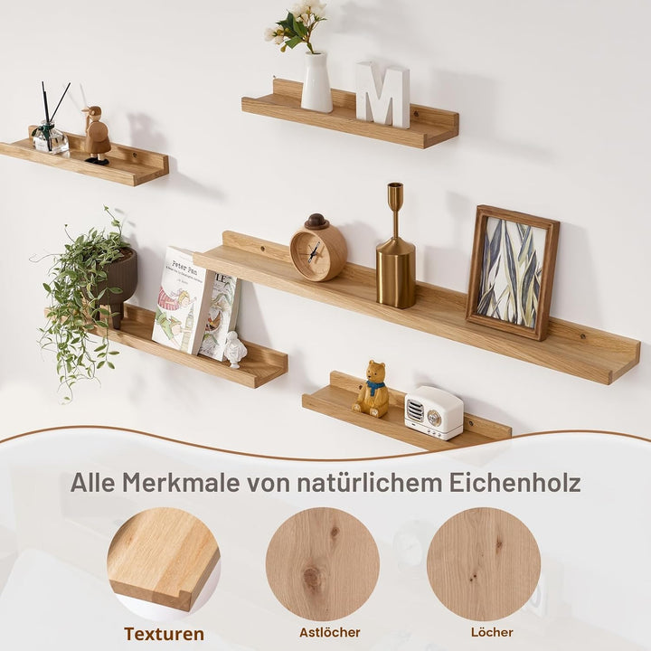 Bilderleiste Holz,100cm Eiche Regal Massiv Schweberegal Wandregal gewürzregal regalbrett Hängeregal