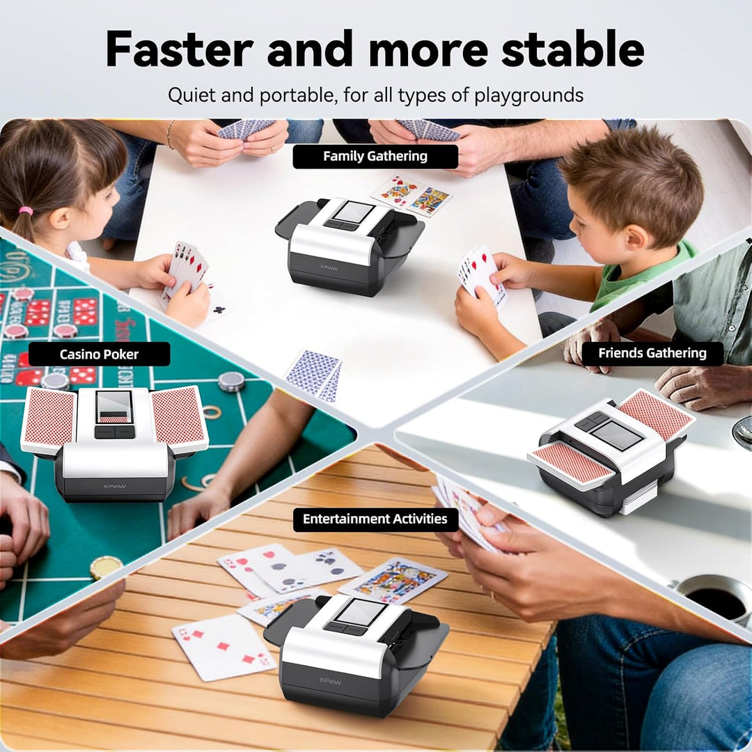 Kartenmischer, 2 Deck, wiederaufladbarer automatischer Kartenmischer mit Dual-Modi, geräuscharmer, t