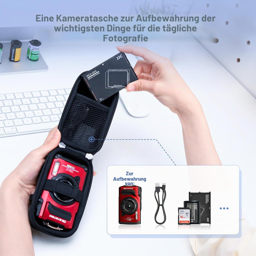 JJC Stossfeste Hartschalen-Reise-Aufbewahrungsbox für OM-System Olympus Tough TG-7 TG-6 TG-5 TG-4 TG