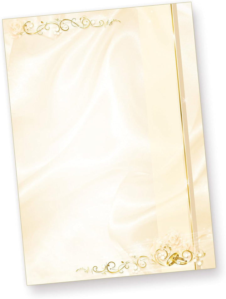 Briefpapier Hochzeit creme (100 Sets inkl. Kuverts) beidseitig bedrucktes A4 Schreib-Papier inkl. Um
