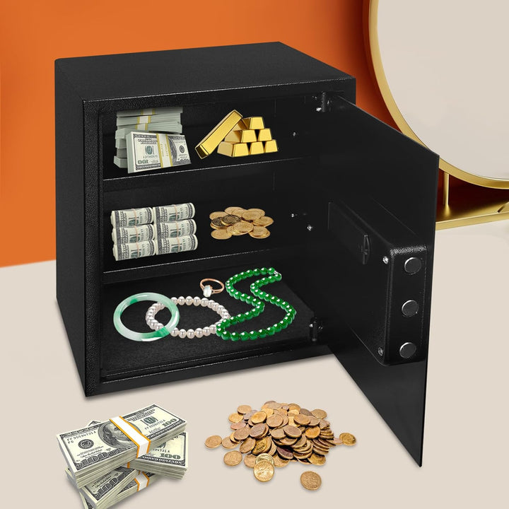 45L Safe Tresor, Feuerfester Tresor mit Schlüssel und Zahlenschloss, Digitaler Heimtresor mit Heraus