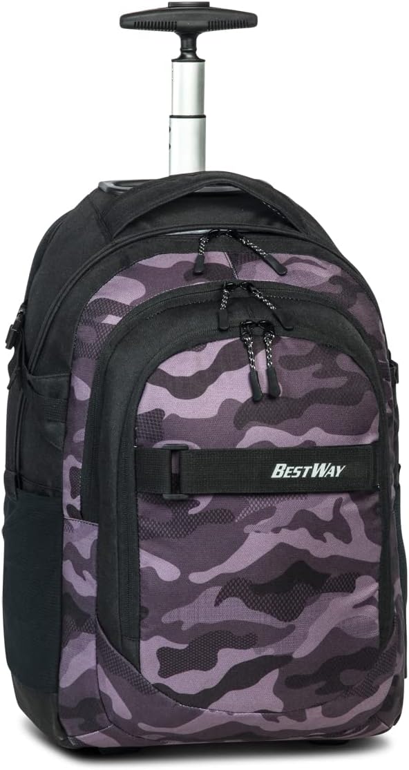 Fabrizio Bestway 2 Rad Rucksack Trolley Schultrolley Backpack Schulranzen mit Rollen, Farbe:Schwarz/