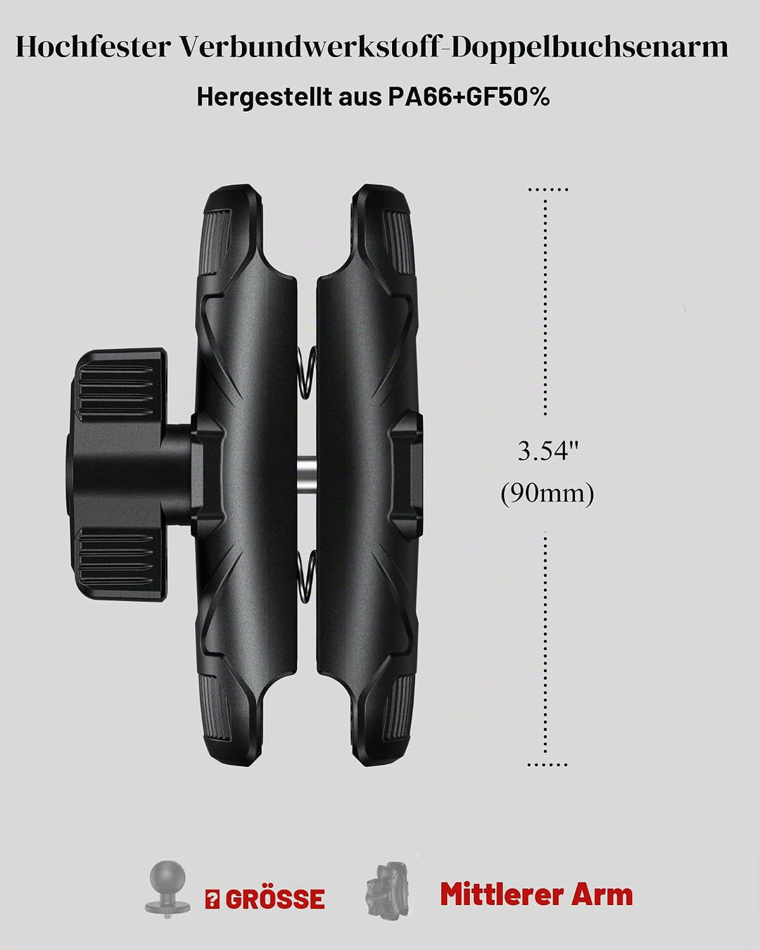 BRCOVAN 2St, Hochfester Verbundstoff Doppelsockelarm (Mittlerer Arm) Kompatibel mit RAM Mounts B Grö