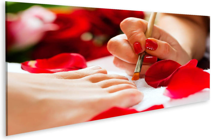 islandburner Bild auf Leinwand Frau Nagelstudio Pediküre Roter Nagellack Bilder Wandbilder Poster Le