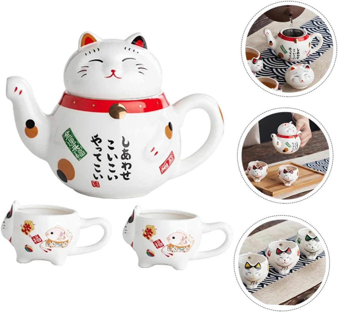 Keramik Lucky Cat Teekanne Mit Tragbares Chinesisches Tee Hochwertigem Material Kreatives Maneki Mot