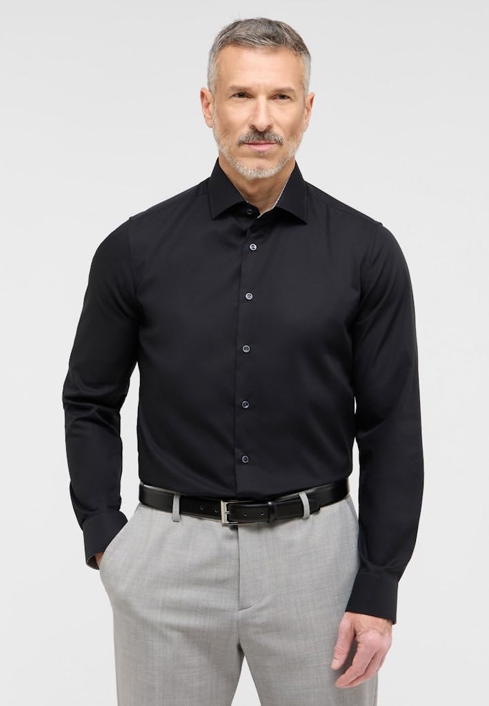 ETERNA Herren Original Shirt Slim FIT 38 *_Schwarz(39)_*, 38 *_Schwarz(39)_*
