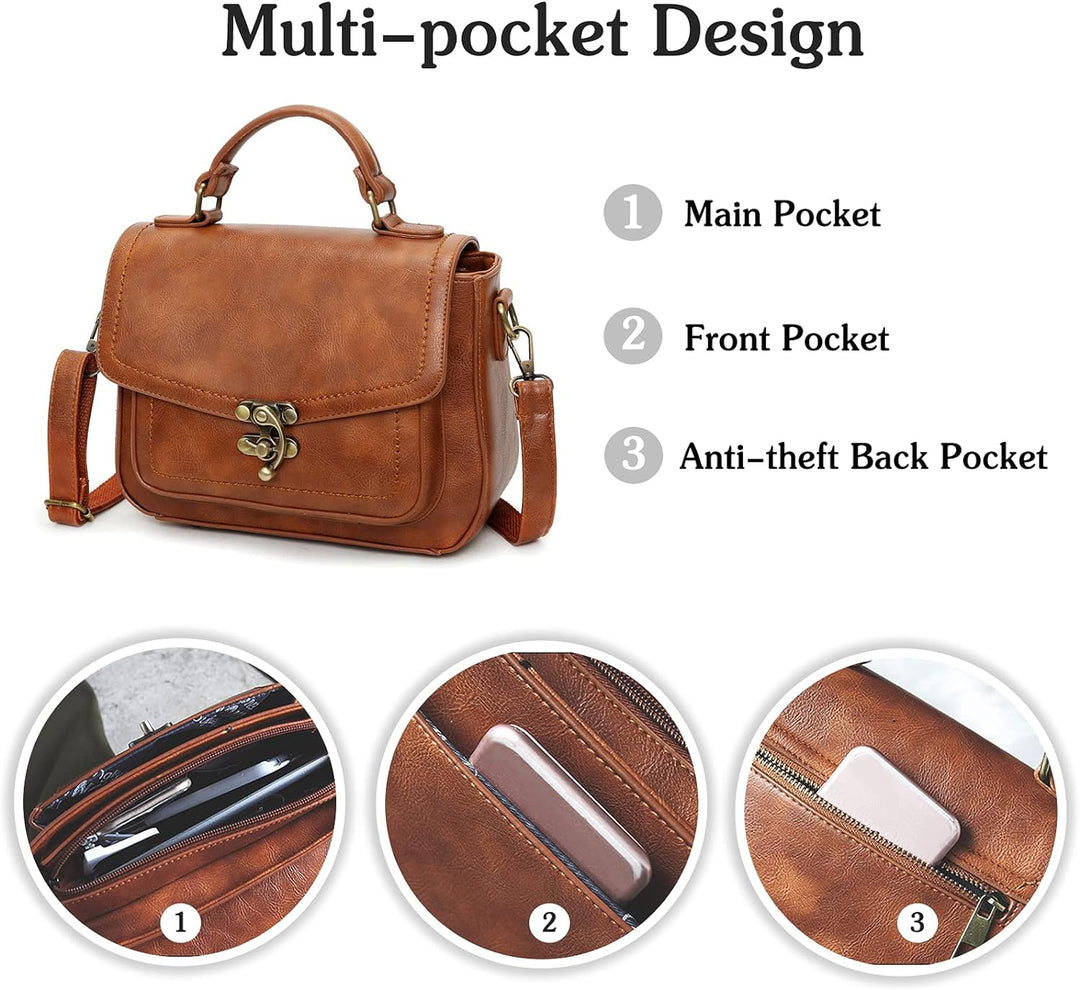 PORRASSO Umhängetasche Damen Schultertasche Retro Handtasche Schulterbeutel für Reise Dating Einkauf