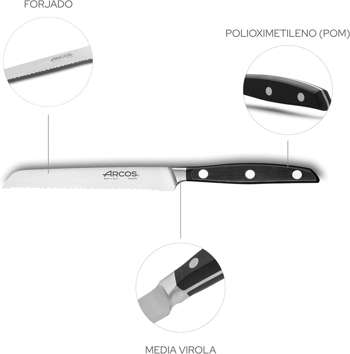 Arcos Serie Manhattan - Tomatenmesser - Klinge aus Nitrum geschmiedetem Edelstahl 130 mm - HandGriff