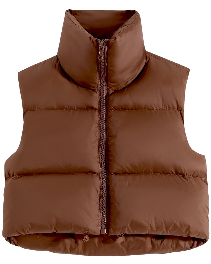 fuinloth Damen Weste Kurz Stehkragen Steppweste Warm Winter Crop Puffer Weste mit Reissverschluss Är