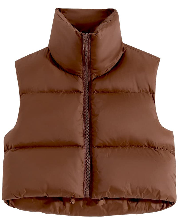 fuinloth Damen Weste Kurz Stehkragen Steppweste Warm Winter Crop Puffer Weste mit Reissverschluss Är