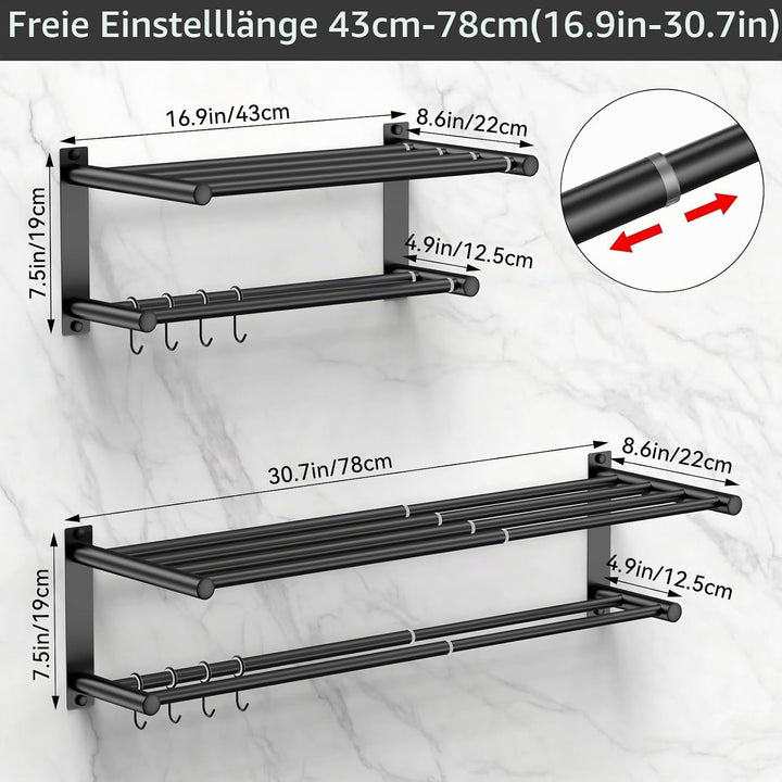 Dehnbare 17-30 Zoll Handtuchstange für Badezimmer Küche Handtuchhalter Geschirrtücher Aufhänger SUS3