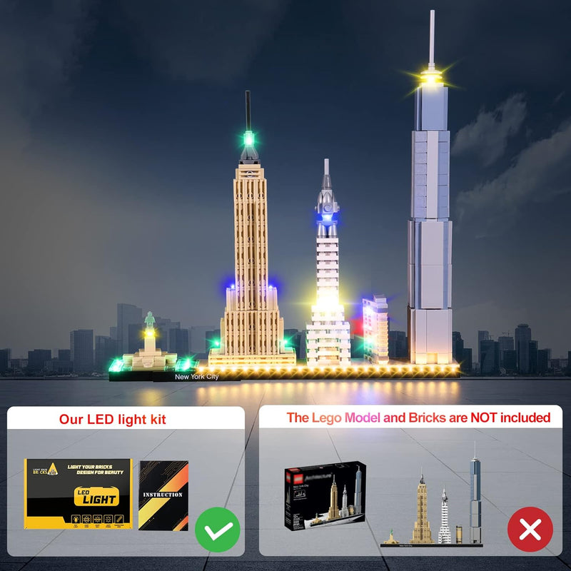 cooldac LED Beleuchtungskit für Lego 21028 Architecture New York City Skyline, Led Licht Kompatibel