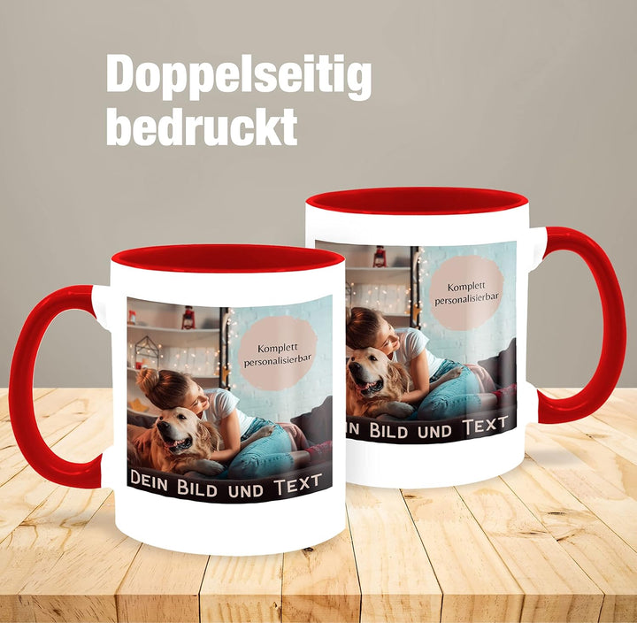 Tasse Tassen 325ml - eigenem - Foto Bild Geschenk I Dein Bild und Text - 325 ml - Rot - fototasse cu