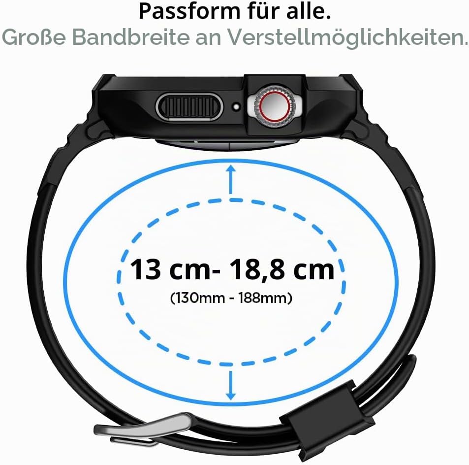 Spigen Rugged Armor Pro Hülle mit Band für Apple Watch 41/40mm | TPU-Unibody-Hülle mit Armband, Carb