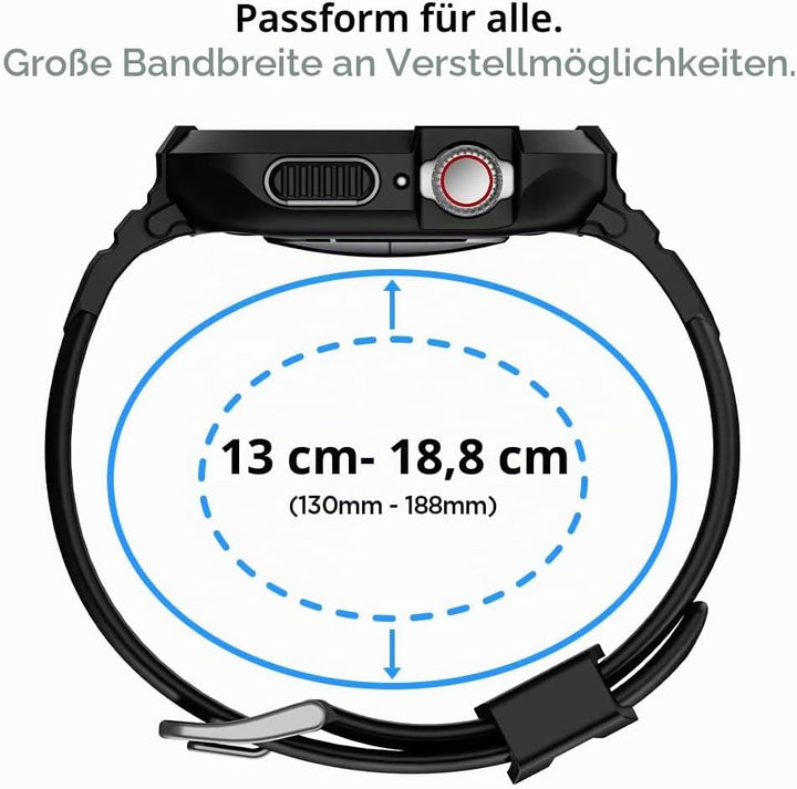 Spigen Rugged Armor Pro Hülle mit Band für Apple Watch 41/40mm | TPU-Unibody-Hülle mit Armband, Carb