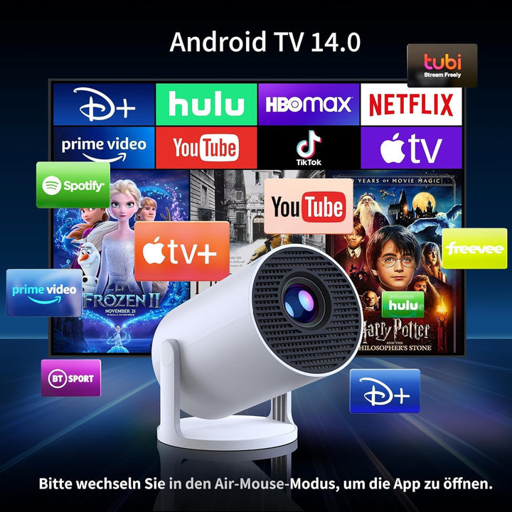Beamer Bluetooth - YOTON 5G WiFi Mini Beamer Full HD WLAN, Native 1080P Projektor mit HDMI/AV/USB-Ei