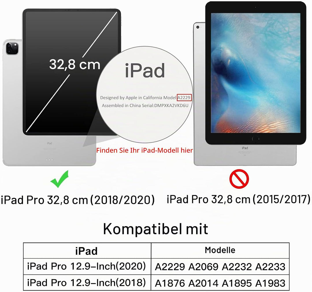 JETech Hülle für iPad Pro 12,9 Zoll (Modell 2020/2018, 4./3. Generation) mit Stifthalter, Pencil Auf