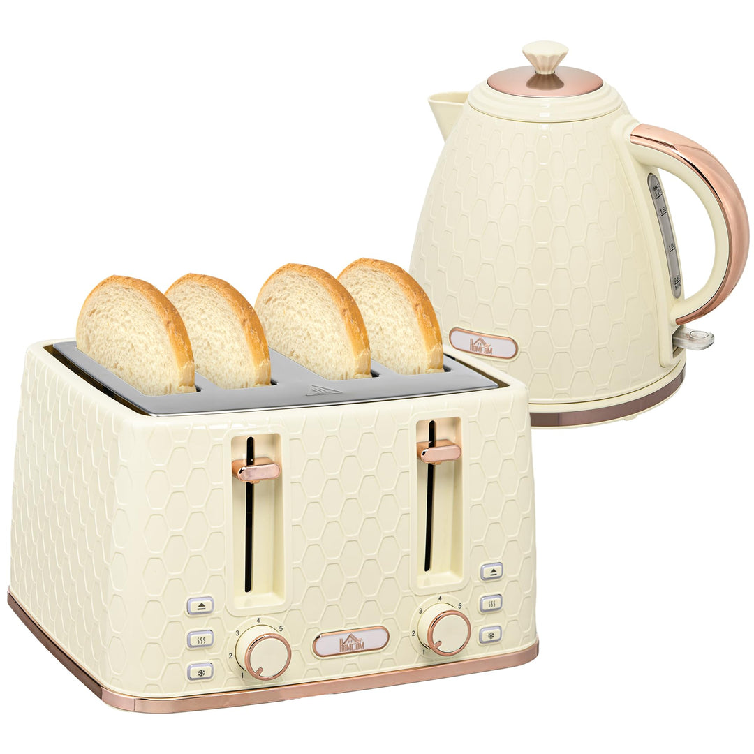 HOMCOM Wasserkocher Toaster Set 1,7L Wasserkocher 4 Toastscheiben Frühstücksset mit 7 Bräunungsstufe