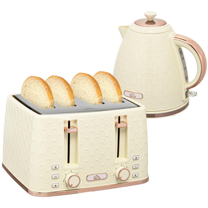 HOMCOM Wasserkocher Toaster Set 1,7L Wasserkocher 4 Toastscheiben Frühstücksset mit 7 Bräunungsstufe