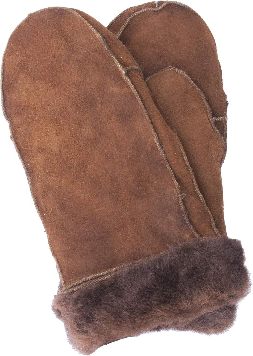 EEM Damen Lammfellfäustling Handschuhe, weiches Lammfell, mit Umschlag L Cognac, L Cognac