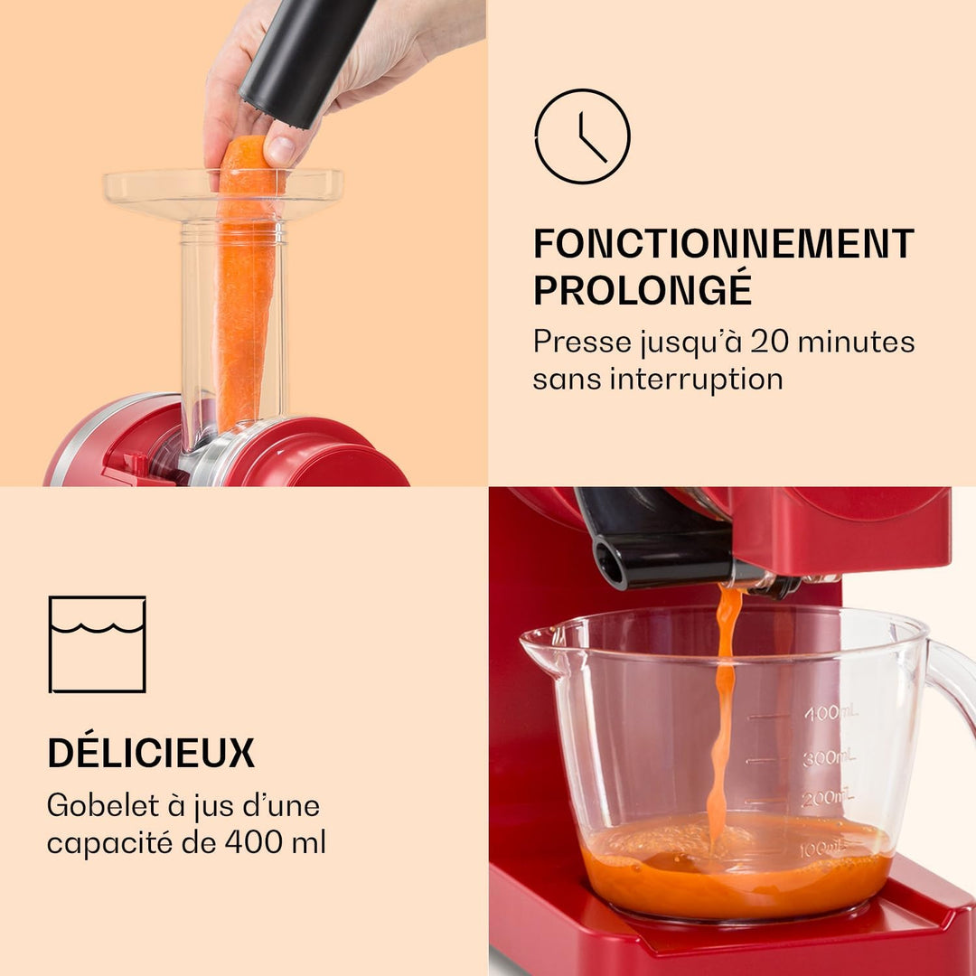 Klarstein Bella Elegance Saftpresse 200 W, Entsafter mit 400 ml, BPA-frei, rutschfester Standfuss, m