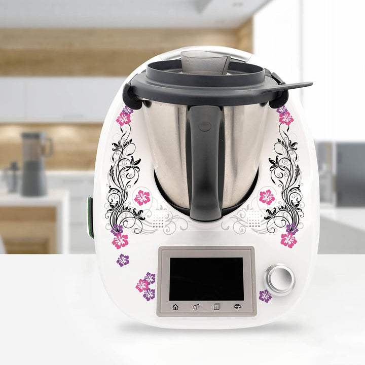 Finest Folia Deko Schutz Aufkleber kompatibel mit Thermomix TM5 Sticker Set | Klebefolie Hibiskus De