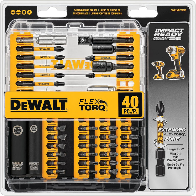 DEWALT FlexTorq Schlagschrauber-Bit-Set, 40-teilig (DWA2NGFT40IR) 8.75 x 1.74 x 8.75 inches, 8.75 x